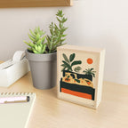 Tropical Bedside Calm Bold Sun and Plant Modern Art in Earthy Tones Mini Art Print Gallery Image 2