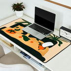 Tropical Bedside Calm Bold Sun and Plant Modern Art in Earthy Tones Desk Mat Gallery Image 2