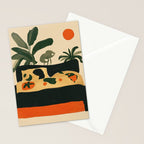 Tropical Bedside Calm Bold Sun and Plant Modern Art in Earthy Tones Stationery Card Gallery Image 2