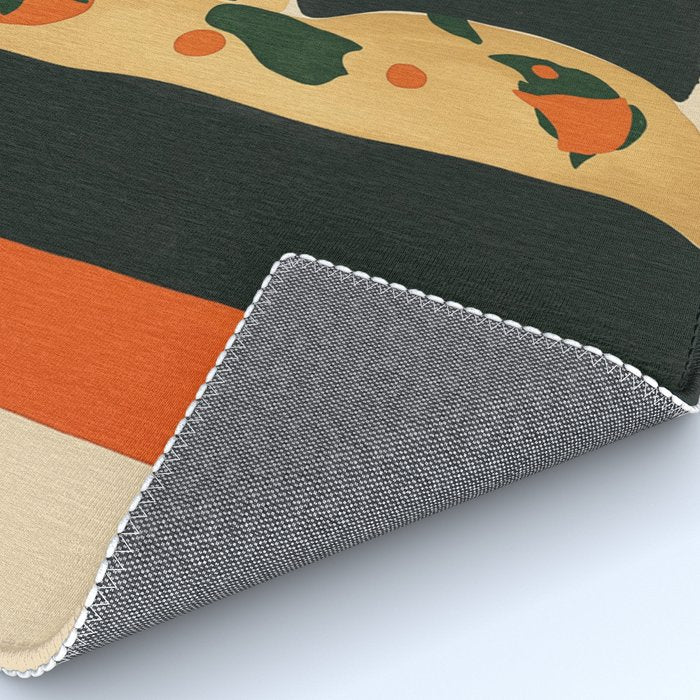 Tropical Bedside Calm Bold Sun and Plant Modern Art in Earthy Tones Rug Gallery Image 4