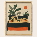 Tropical Bedside Calm Bold Sun and Plant Modern Art in Earthy Tones Serving Tray Gallery Image 1