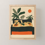 Tropical Bedside Calm Bold Sun and Plant Modern Art in Earthy Tones Mini Art Print Gallery Image 1