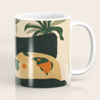 Tropical Bedside Calm Bold Sun and Plant Modern Art in Earthy Tones Coffee Mug Gallery Image 1
