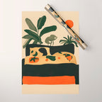 Tropical Bedside Calm Bold Sun and Plant Modern Art in Earthy Tones Wrapping Paper Gallery Image 1