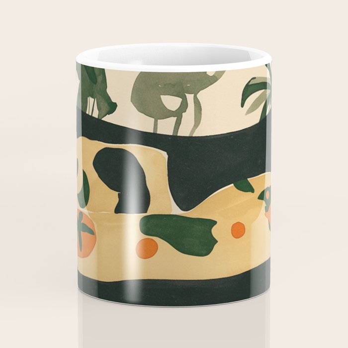 Tropical Bedside Calm Bold Sun and Plant Modern Art in Earthy Tones Coffee Mug Gallery Image 4