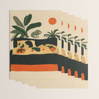 Tropical Bedside Calm Bold Sun and Plant Modern Art in Earthy Tones Wrapping Paper Gallery Image 3