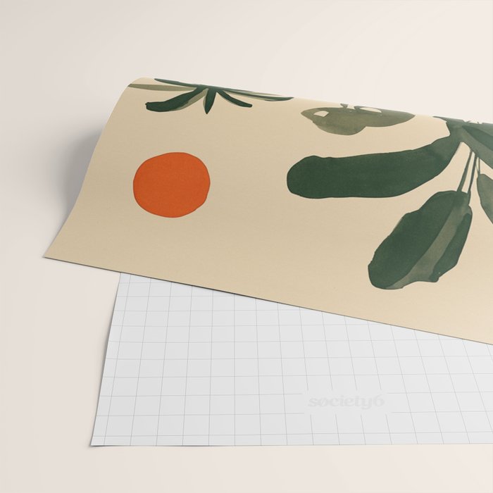 Tropical Bedside Calm Bold Sun and Plant Modern Art in Earthy Tones Wrapping Paper Gallery Image 2