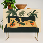 Tropical Bedside Calm Bold Sun and Plant Modern Art in Earthy Tones Credenza Gallery Image 1
