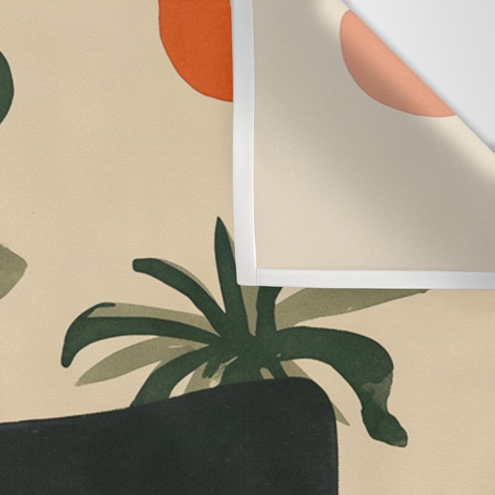 Tropical Bedside Calm Bold Sun and Plant Modern Art in Earthy Tones Wall Tapestry Gallery Image 3