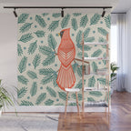 Cardinal Bird and Pine Branches Wall Mural Gallery Image 1