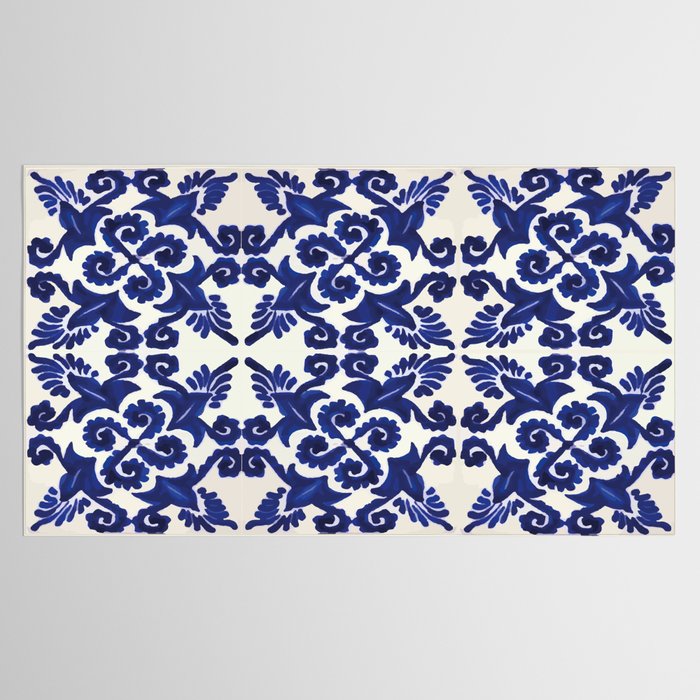 Talavera mexican tile traditional blue ceramic mosaic Tablecloth Gallery Image 2