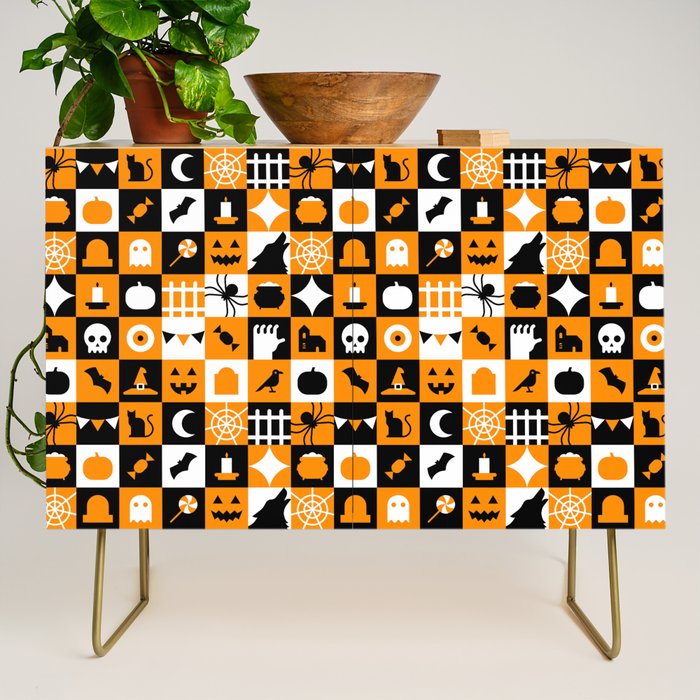 Geometric halloween mosaic pattern Credenza Gallery Image 1