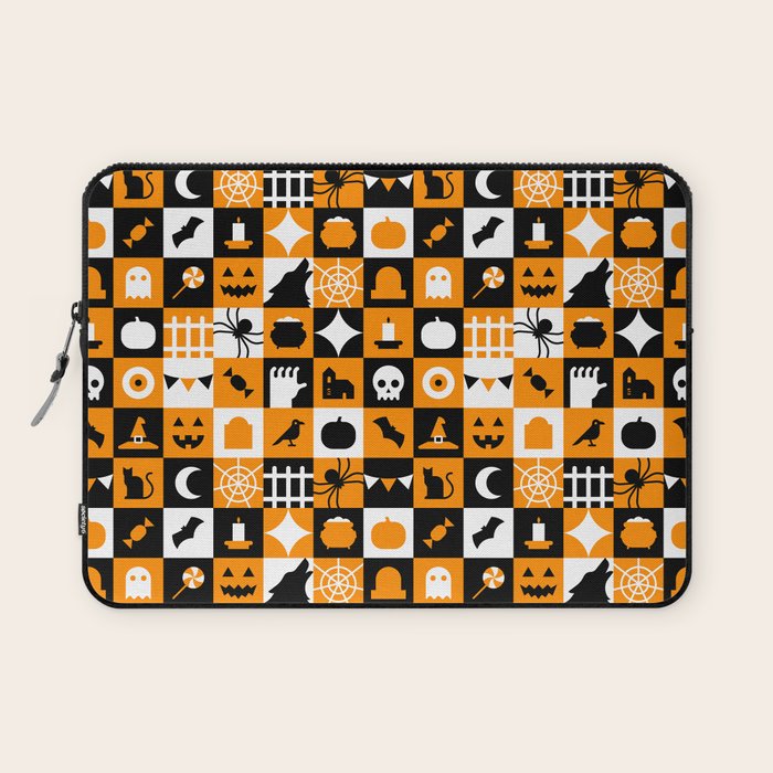 Geometric halloween mosaic pattern Laptop Sleeve Gallery Image 1