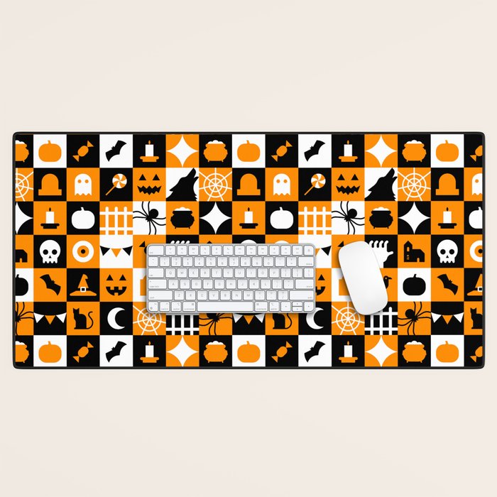 Geometric halloween mosaic pattern Desk Mat Gallery Image 1