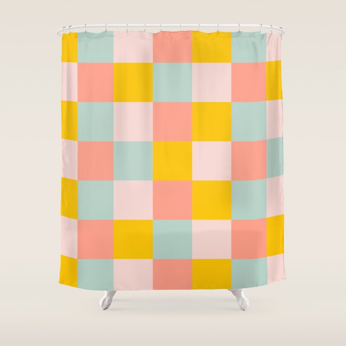 Retro Funky Checks Shower Curtain Gallery Image 1