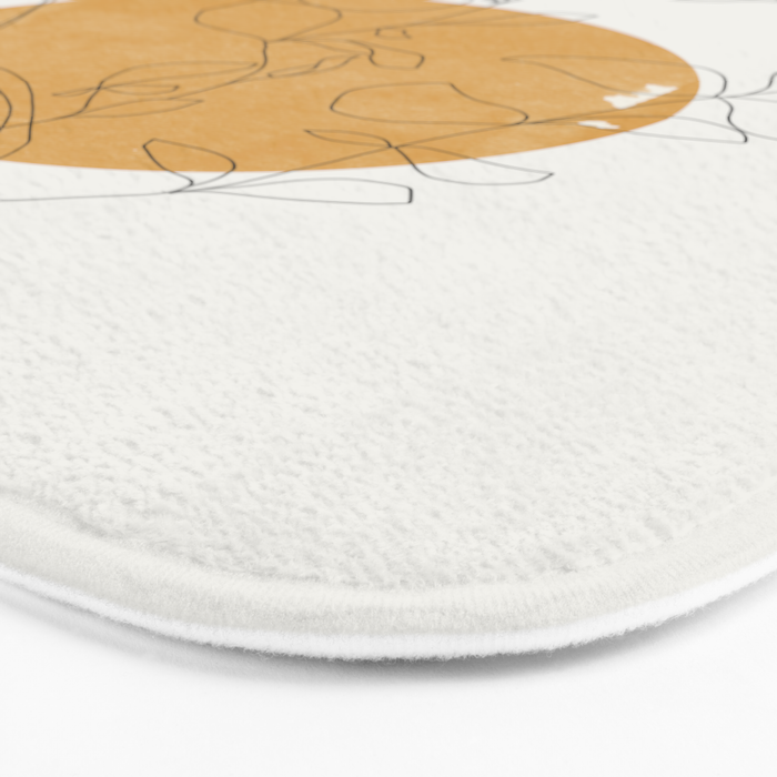 Yellow Sun and Flowers / Minimalist Line `Art  Bath Mat Gallery Image 3