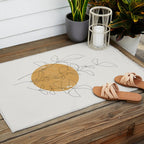Yellow Sun and Flowers / Minimalist Line `Art  Outdoor Rug Gallery Image 2