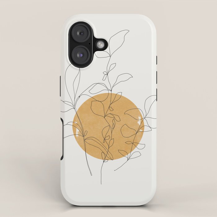 Yellow Sun and Flowers / Minimalist Line `Art  iPhone Case Gallery Image 1