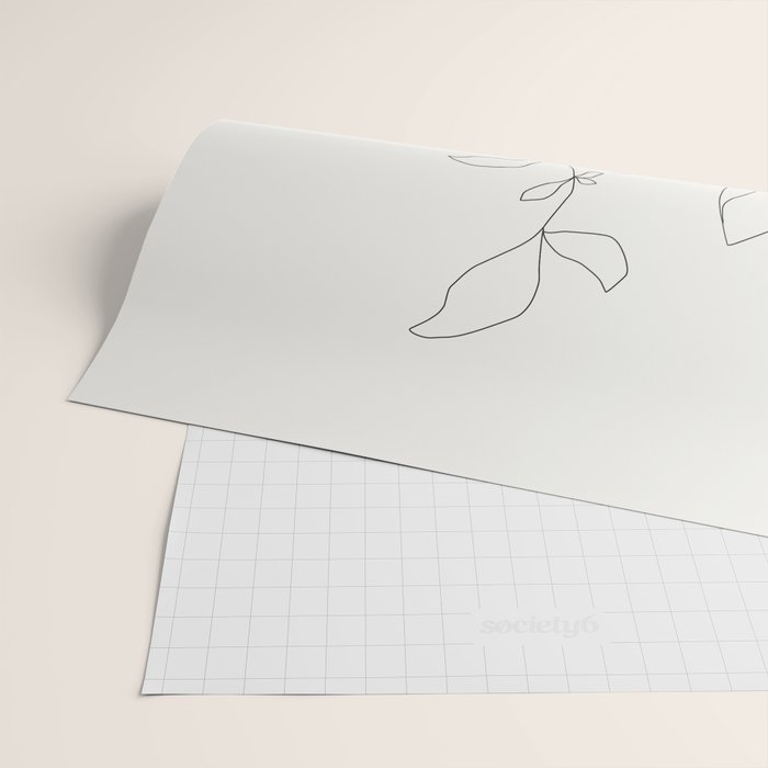 Yellow Sun and Flowers / Minimalist Line `Art  Wrapping Paper Gallery Image 2