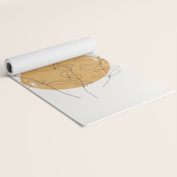 Yellow Sun and Flowers / Minimalist Line `Art  Yoga Mat Gallery Image 2