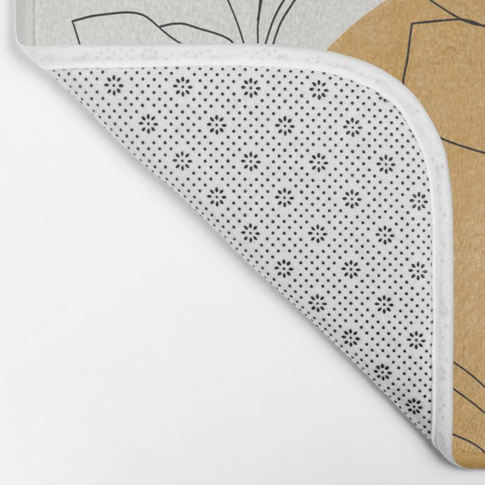 Yellow Sun and Flowers / Minimalist Line `Art  Bath Mat Gallery Image 2