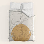 Yellow Sun and Flowers / Minimalist Line `Art  Duvet Cover Gallery Image 6