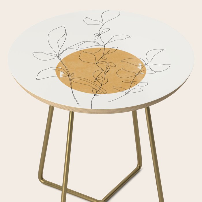Yellow Sun and Flowers / Minimalist Line `Art  Side Table Gallery Image 2
