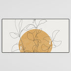 Yellow Sun and Flowers / Minimalist Line `Art  Desk Mat Gallery Image 3