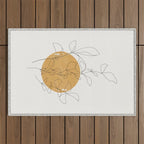Yellow Sun and Flowers / Minimalist Line `Art  Outdoor Rug Gallery Image 1