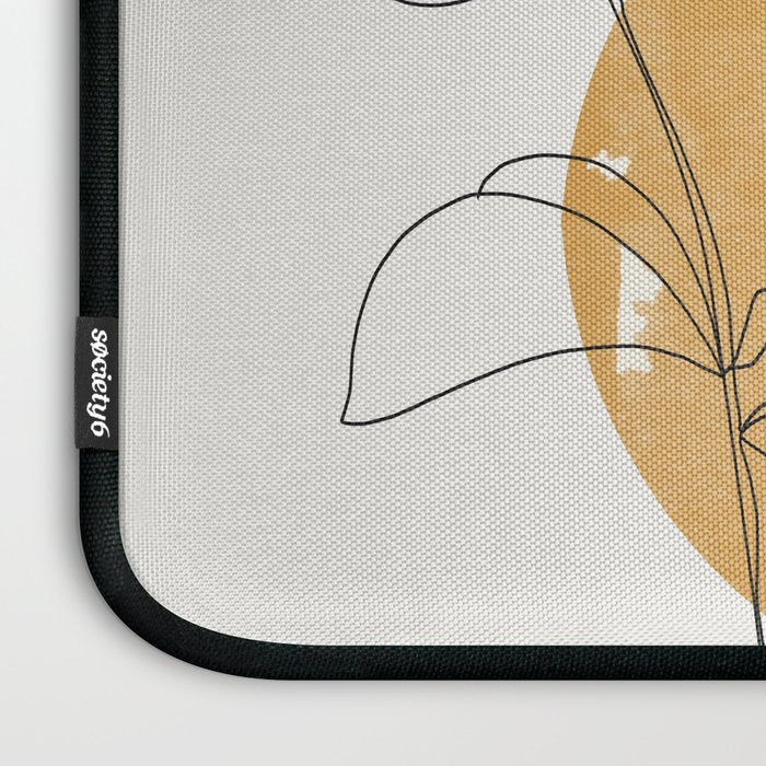 Yellow Sun and Flowers / Minimalist Line `Art  Laptop Sleeve Gallery Image 3