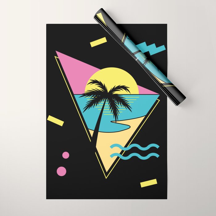 Memphis pattern 42 - 80s / 90s Retro / palm tree / summer Wrapping Paper Gallery Image 1