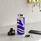 Modern Liquid Swirl Abstract Pattern Square in Cobalt Blue  Water Bottle Gallery Image 4