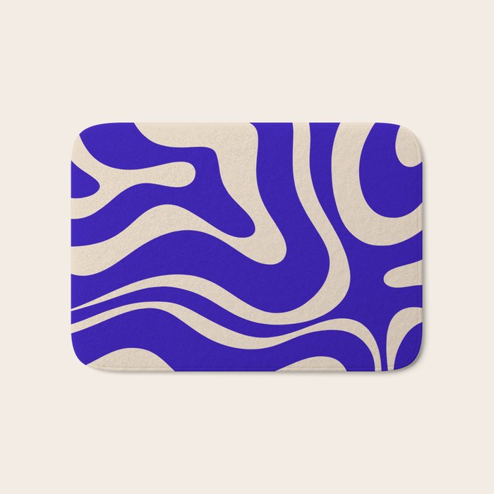 Modern Liquid Swirl Abstract Pattern Square in Cobalt Blue  Bath Mat Gallery Image 1