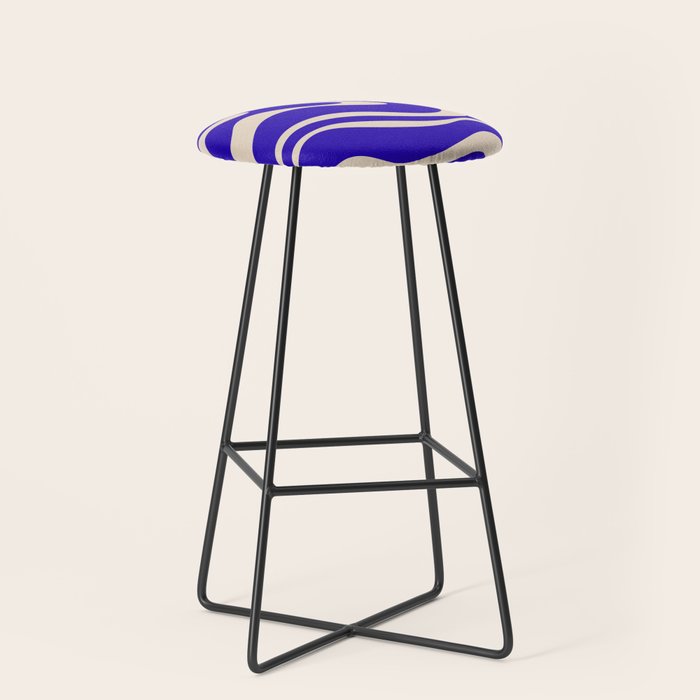 Modern Liquid Swirl Abstract Pattern Square in Cobalt Blue  Stool Gallery Image 1