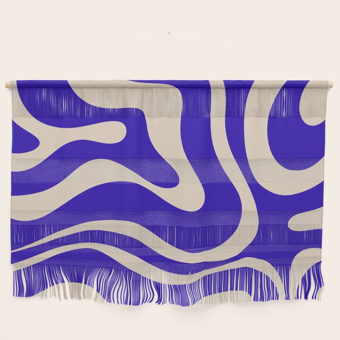 Modern Liquid Swirl Abstract Pattern Square in Cobalt Blue  Wall Hanging Gallery Image 1