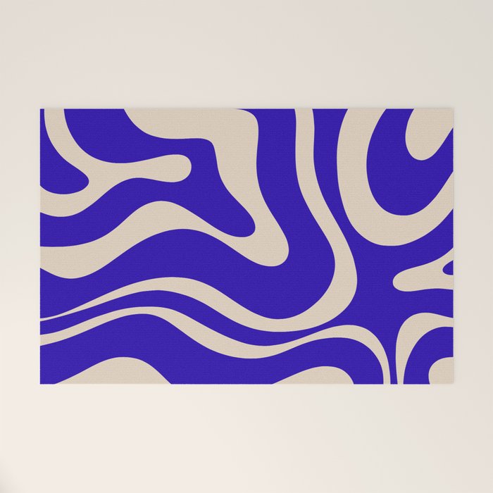 Modern Liquid Swirl Abstract Pattern Square in Cobalt Blue  Welcome Mat Gallery Image 1