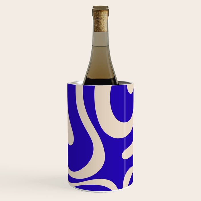Modern Liquid Swirl Abstract Pattern Square in Cobalt Blue  Wine Chiller Gallery Image 3