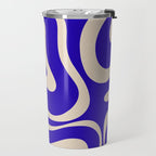 Modern Liquid Swirl Abstract Pattern Square in Cobalt Blue  Travel Mug Gallery Image 2