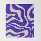 Modern Liquid Swirl Abstract Pattern Square in Cobalt Blue  Throw Blanket Gallery Image 2