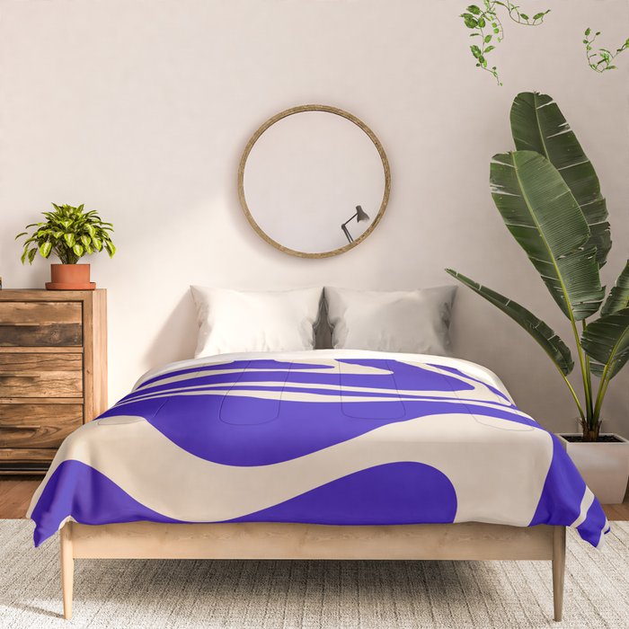 Modern Liquid Swirl Abstract Pattern Square in Cobalt Blue  Comforter Gallery Image 3