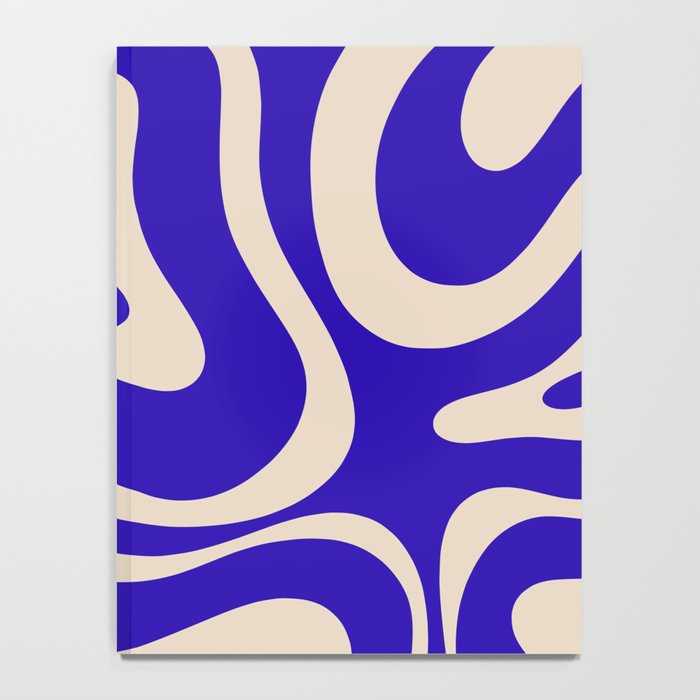Modern Liquid Swirl Abstract Pattern Square in Cobalt Blue  Notebook Gallery Image 4