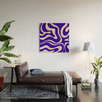 Modern Liquid Swirl Abstract Pattern Square in Cobalt Blue  Wood Wall Art Gallery Image 2