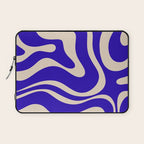 Modern Liquid Swirl Abstract Pattern Square in Cobalt Blue  Laptop Sleeve Gallery Image 1