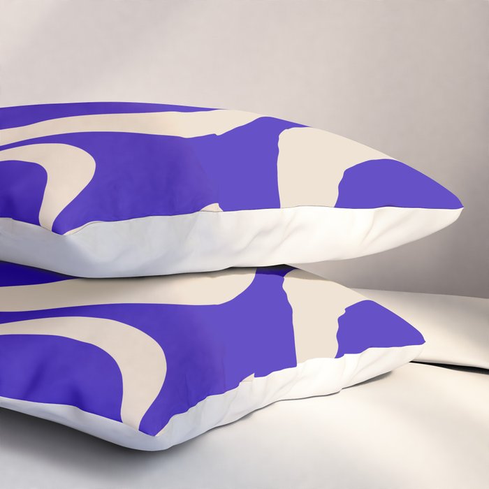 Modern Liquid Swirl Abstract Pattern Square in Cobalt Blue  Pillow Sham Gallery Image 3