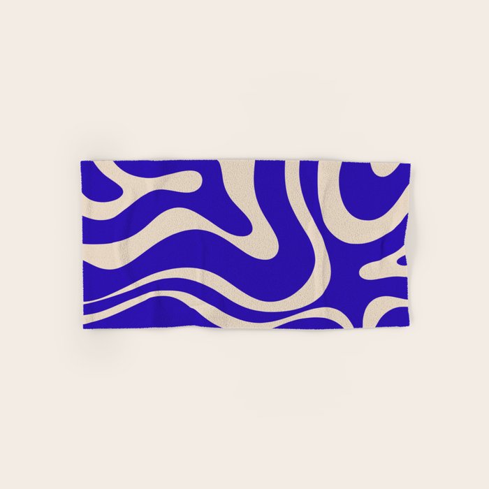 Modern Liquid Swirl Abstract Pattern Square in Cobalt Blue  Bath Towel Gallery Image 1