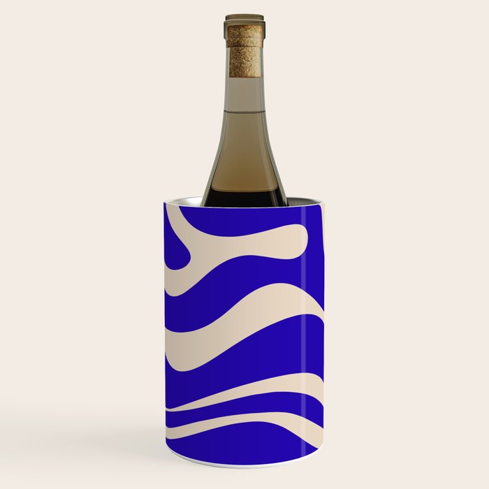 Modern Liquid Swirl Abstract Pattern Square in Cobalt Blue  Wine Chiller Gallery Image 2