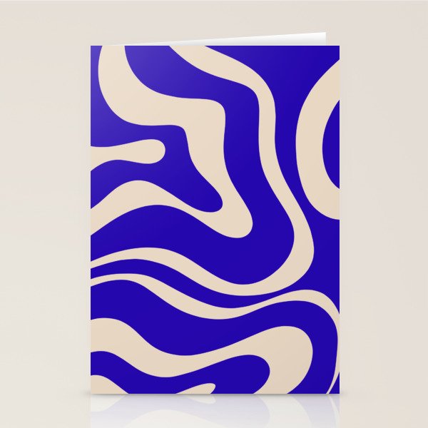 Modern Liquid Swirl Abstract Pattern Square in Cobalt Blue  Stationery Card Gallery Image 2