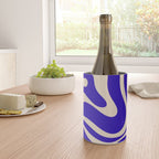 Modern Liquid Swirl Abstract Pattern Square in Cobalt Blue  Wine Chiller Gallery Image 4