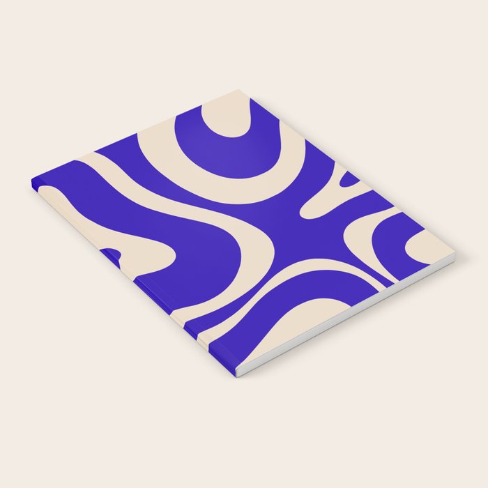 Modern Liquid Swirl Abstract Pattern Square in Cobalt Blue  Notebook Gallery Image 2
