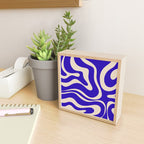 Modern Liquid Swirl Abstract Pattern Square in Cobalt Blue  Mini Art Print Gallery Image 2
